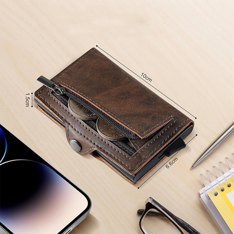 10cm*6.6CM*1.5CM Mens Wallet Carbon Fiber RFID Blocking Bifold with ID Window OEM/ODM