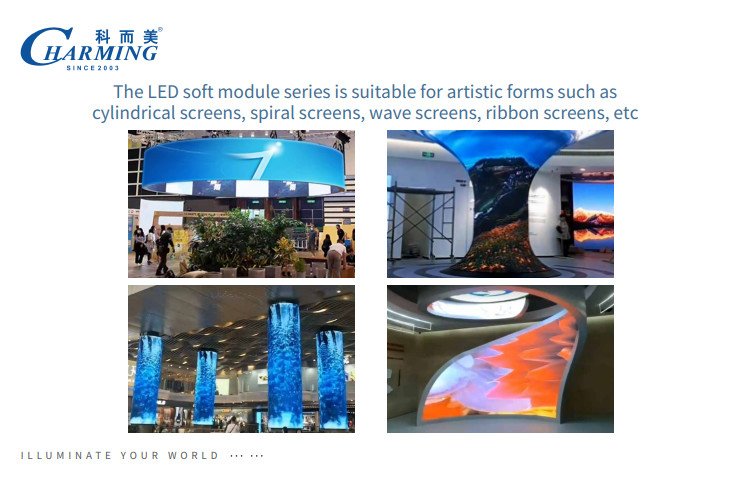 P3 P3.076 P4 Indoor Led Soft Module Low Power Low Heat Fixed Installation For Wave Screen And Ribbon Screen