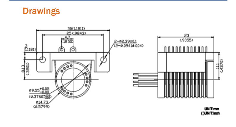 12 Circuits Separate Slip Ring Gold to Gold Contact 250mm