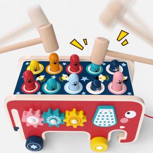 China 2 Mallets Wooden Hammer Toys Burr Free For Toddler Boys Girls wholesale