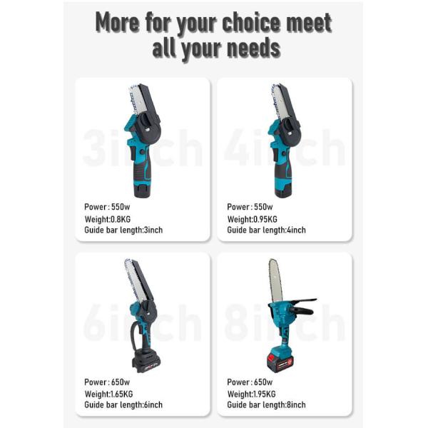 21V Wood Cutting Tool Electric Chainsaw 3'' Mini Rechargeable Portable Power Battery Cordless
