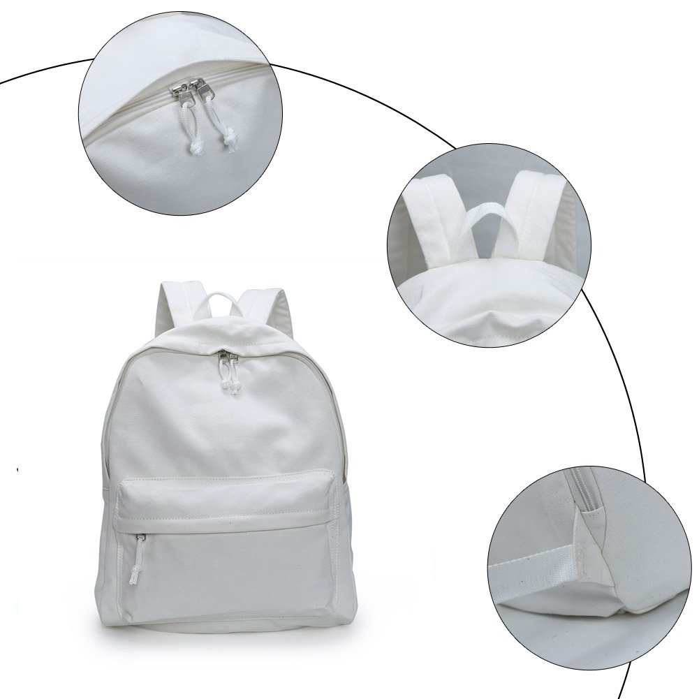 DIY Durable Kids Backpack , Laptop Travel Backpack Natural White Portable Leisure
