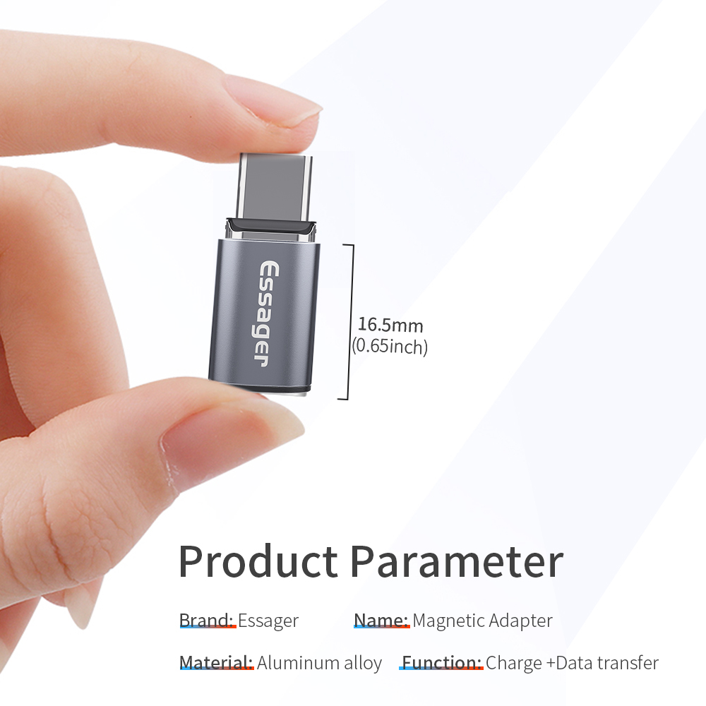 Essager 2022 Mini Magnetic Type C Female to Micro USB Type C Quick Charge Data Transmission Adaptor OTG Adapter