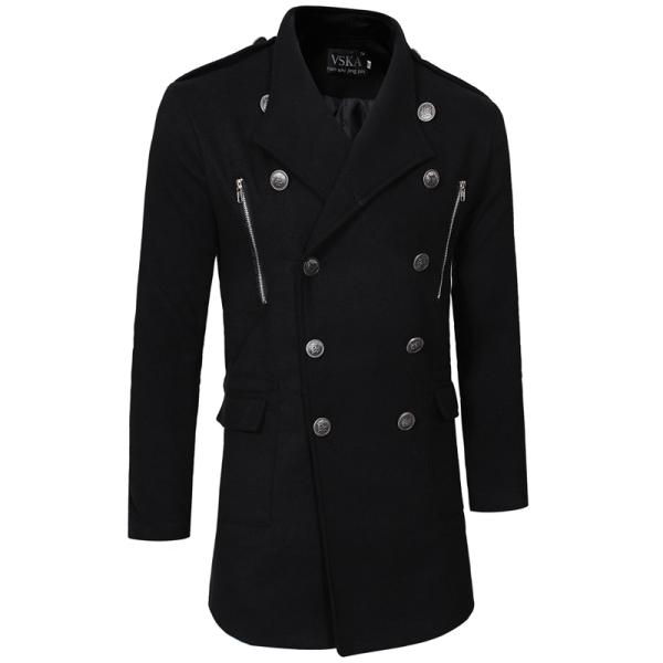 Oversized Mens Long Bomber Jacket , Adjustable Belt Long Double Breasted Trench Coat