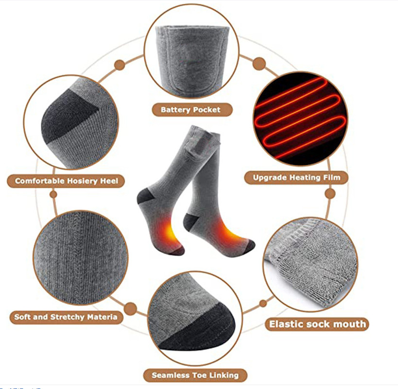 4000mah battery Rechargeable Electric Heated Socks 8×10×3.8inch size