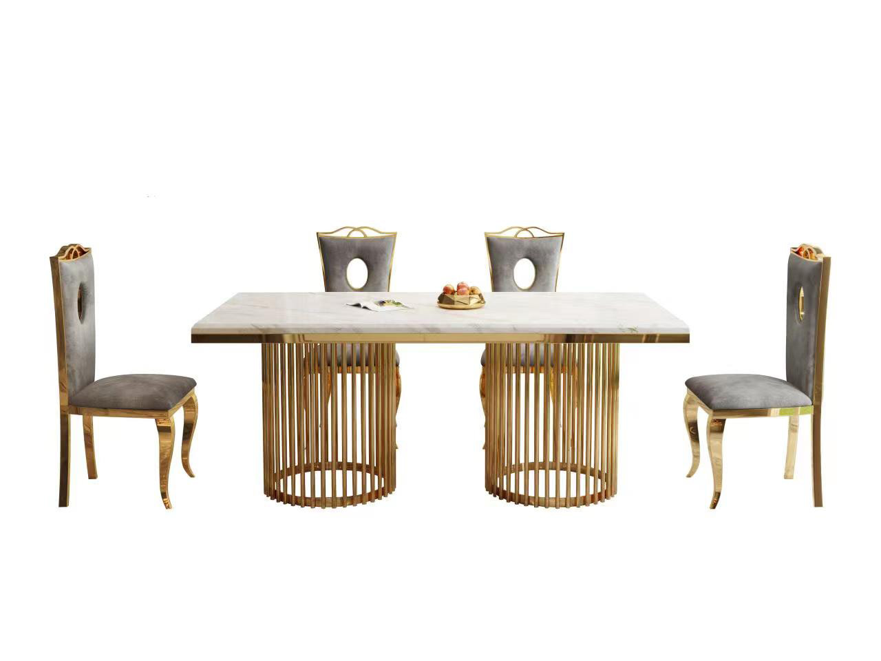 Premium Stainless Steel Marble Dining Table For Upscale Dining