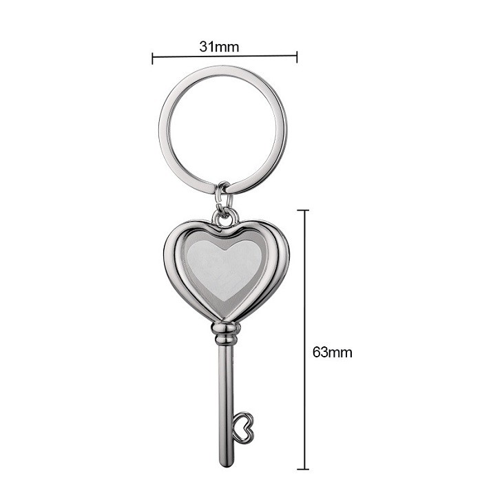 Valentine'S Day Gift DIY Zinc Alloy Sublimation Photo Heart Key Keychain