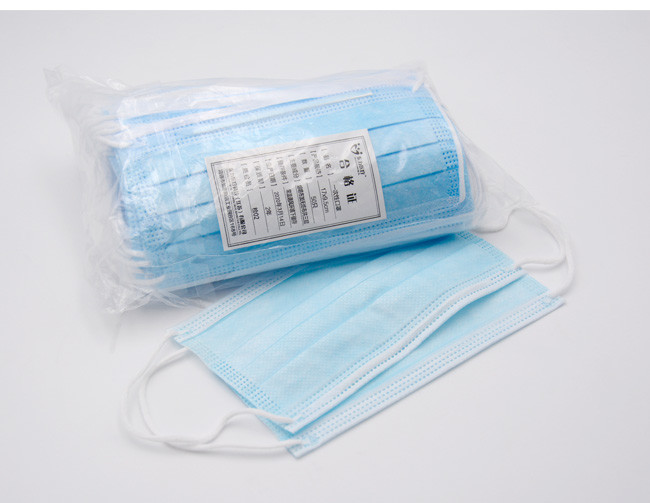 Blue Non Woven Face Mask Surgical Disposable 3 Ply Odorless High Elastic Band