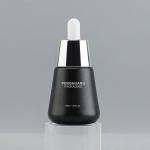 Frosted Black Glass Oil Serum Dropper Bottles Logo Customized 30ml