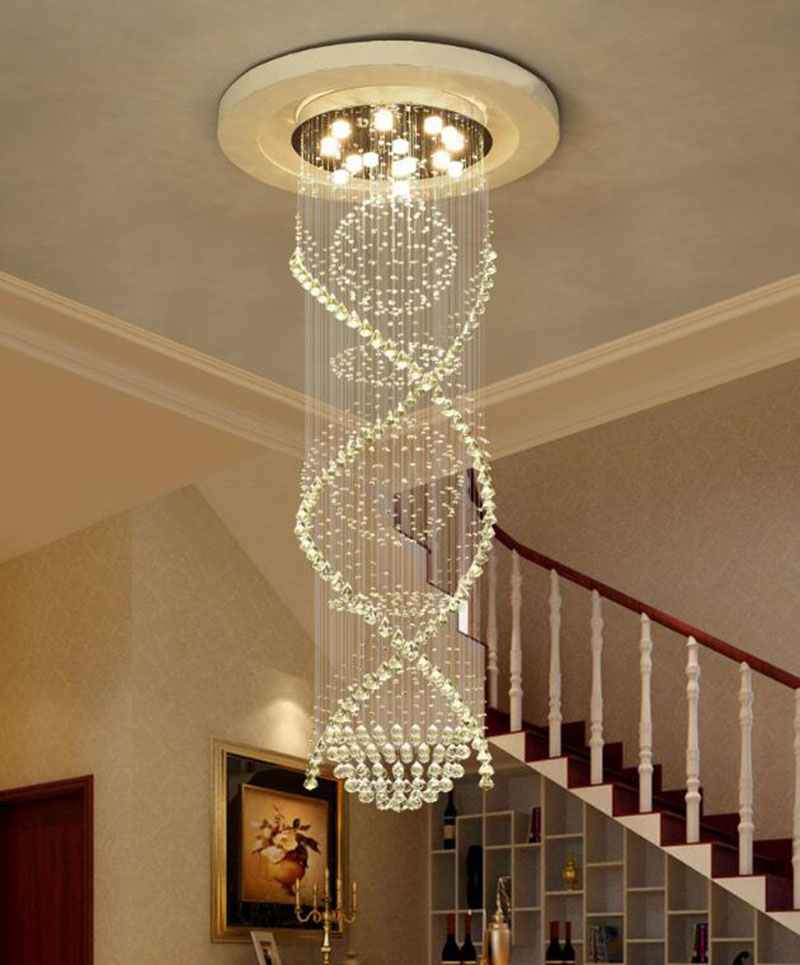 Modern Double Spiral Crystal Chandelier huge pendent light(WH-NC-40)