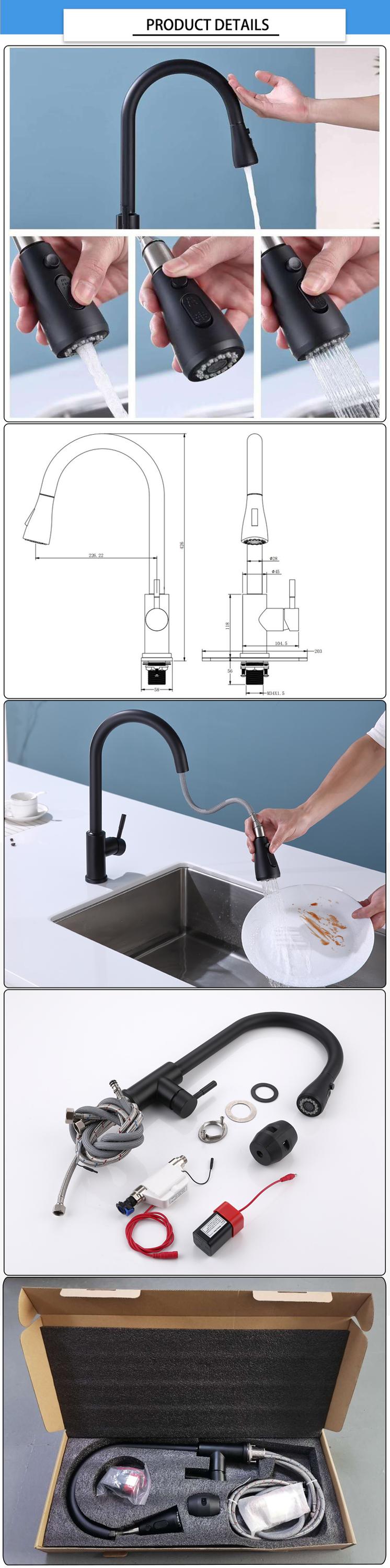 35mm Cartridge SUS304 Spout Automatic Touch Water Faucet