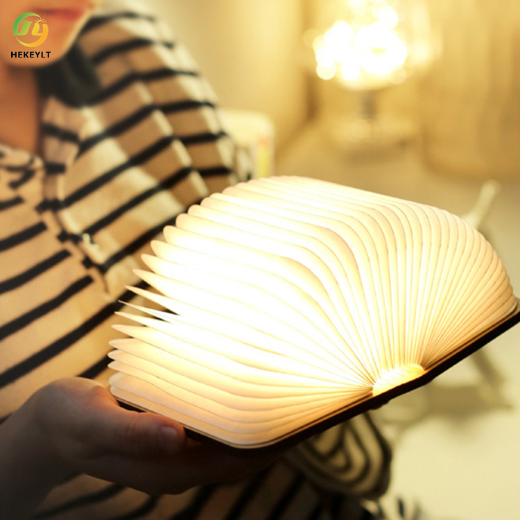 Novelty Product Led USB Rechargeable Lamp Various Shapes Wood Book Lamp