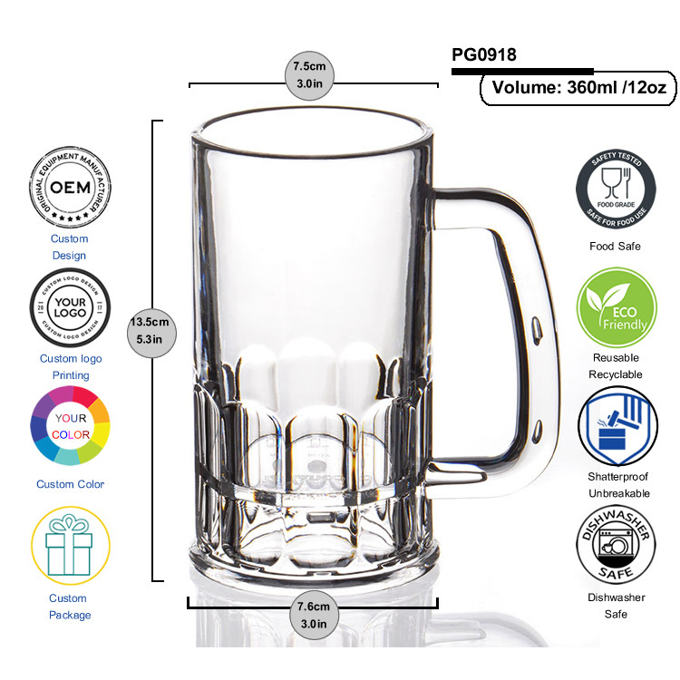 43oz Large Plastic Beer Glass 2 Pints Plastic Beer Stein Shatterproof