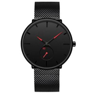 China Mens 3atm Analogue Wrist Watch 40mm Quartz Black Minimalist Watch Stainless Steel wholesale
