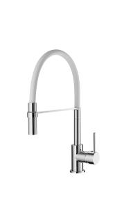China White Polished High Pressure Kitchen Mixer Faucet Aerator Water Outlet 1 Hole wholesale