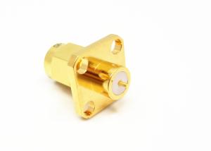 China Female 18GHz Brass 4 Holes Flange Mount SMA Straight RF Connector wholesale