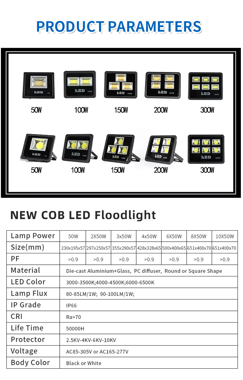 Commercial AC Led Flood Light 300w Ip66 3000K 4000K 6000K 49x48.1x10.7cm
