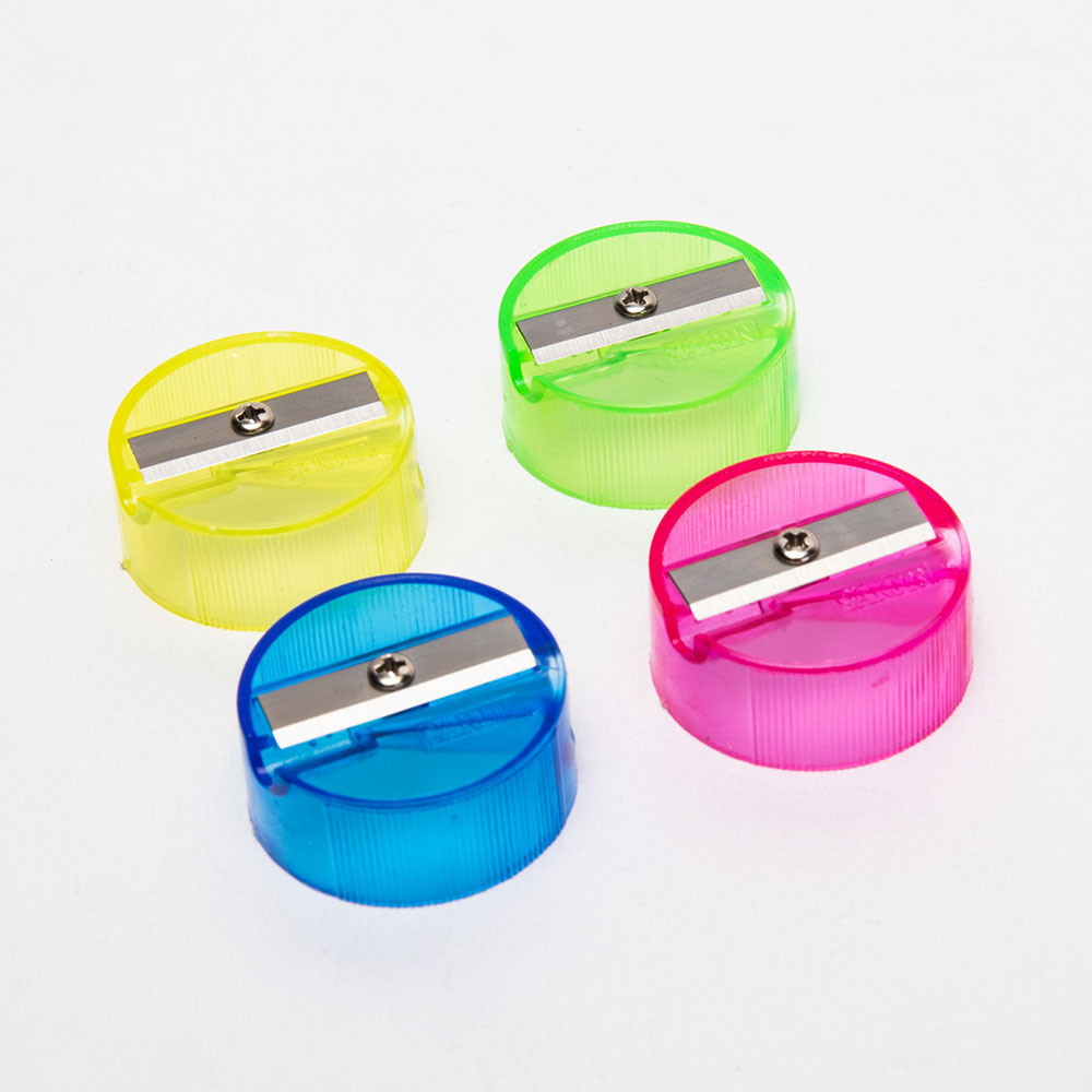 Mini School Kids Round Handheld Pencil Sharpener With Cover