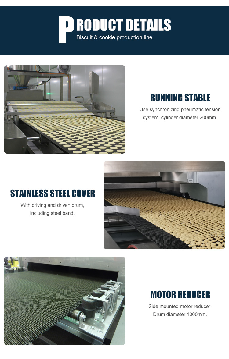 Electric Food Grade Biscuit Production Line Conveyor Belt Machine For Cookies