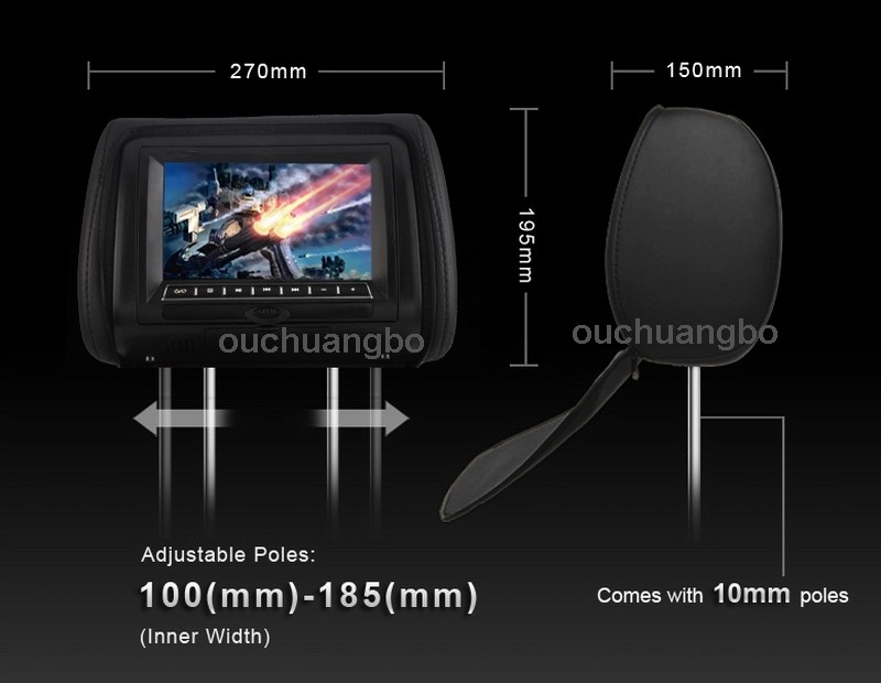 Ouchuangbo 7 inch Auto Car Headrest monitor DVD Player Car TFT LCD Monitor With Digital Panel