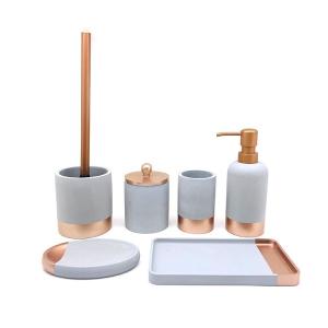 China Blue Round Polyresin Bathroom Vanity Sets Bathroom Accessories Toilet Bowl Brush wholesale