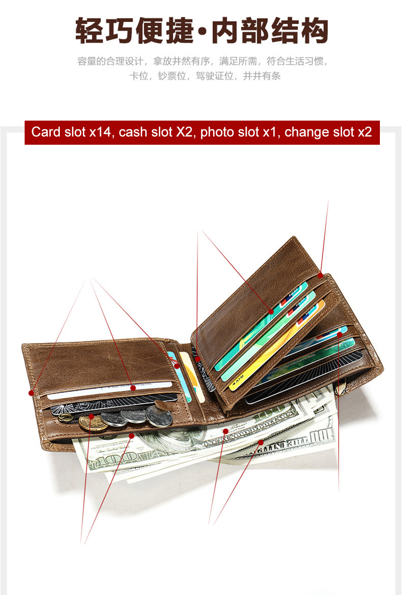 Short Length Genuine Leather Minibook Anti-Theft RFID Card Holder Wallet for OEM ODM