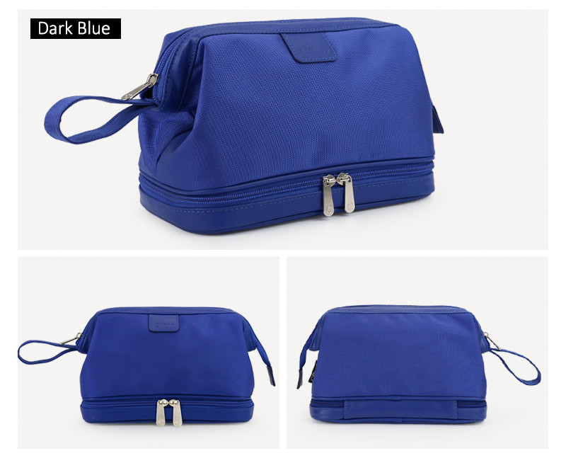 Double Layers Men Travel Wash Portable Waterproof Polyester Cosmetic Bag