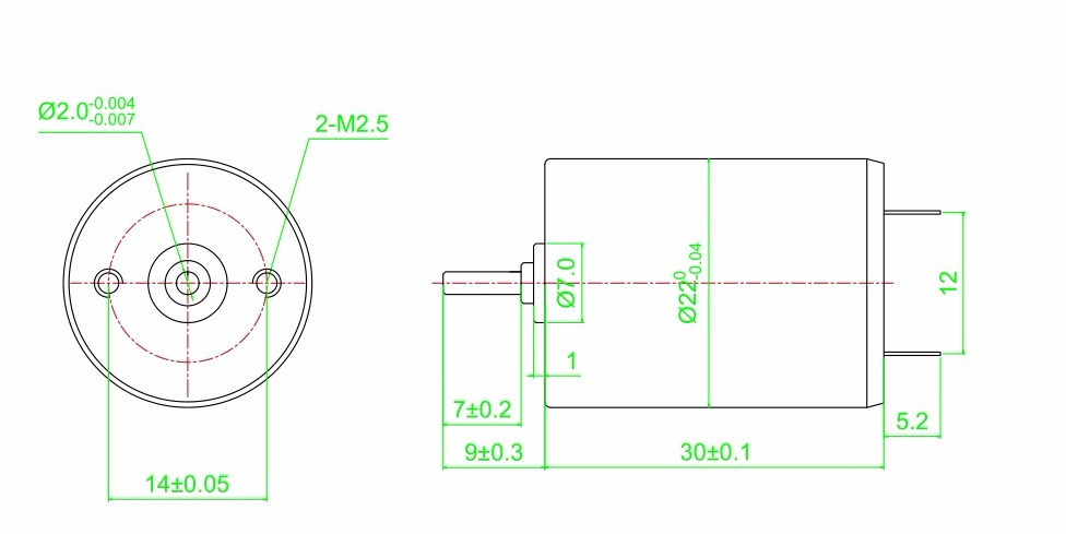 Double Shaft Brushed Coreless DC Motor 12000rpm CCC For Battery Powered Device
