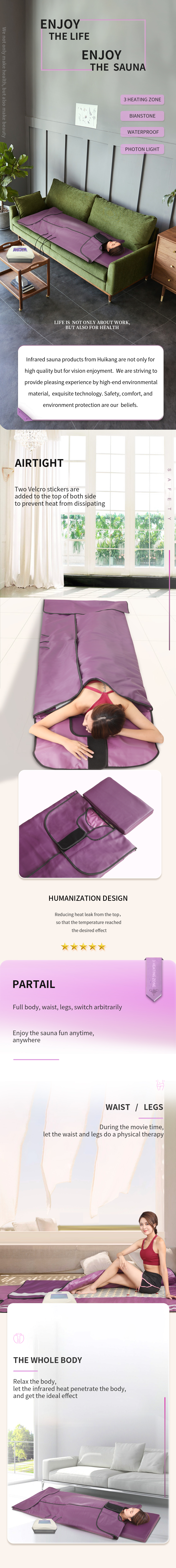 Heating 3 Zone Far Infrared Sauna Blanket Sweating Red Photon Lights