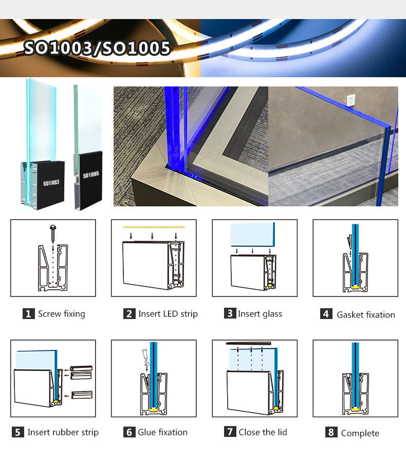 Aluminum U Shape Glass Channel Matching 10-13mm Glass Tempered Glass Balcony Enclosure