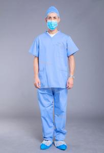 China Reusable Unisex V Neck 3 Pockets Medical Scrub Suit wholesale
