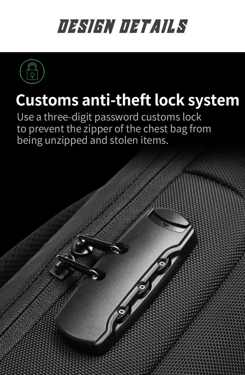Factory wholesale waterproof fashion anti theft crossbody chest shoulder sling bag for men