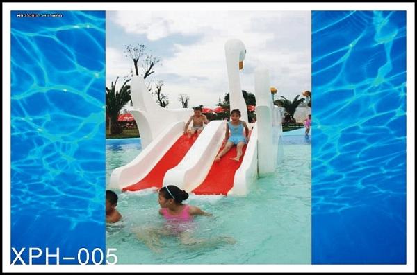 Water Park Equipment Small Swan Kids Water Slide, Fiberglass Water Pool Slides For Kids