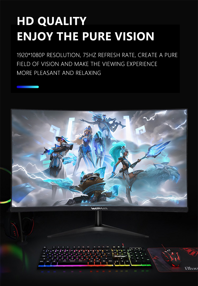 IPS Panel Type 12v DC Curved Computer Monitor 27 Inch Full HD 1080p Widescreen