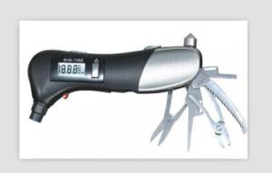 China Multifunction Car Tire Gauge 9 in 1 Electric Torch And Hammer Tire pressure tool on sale