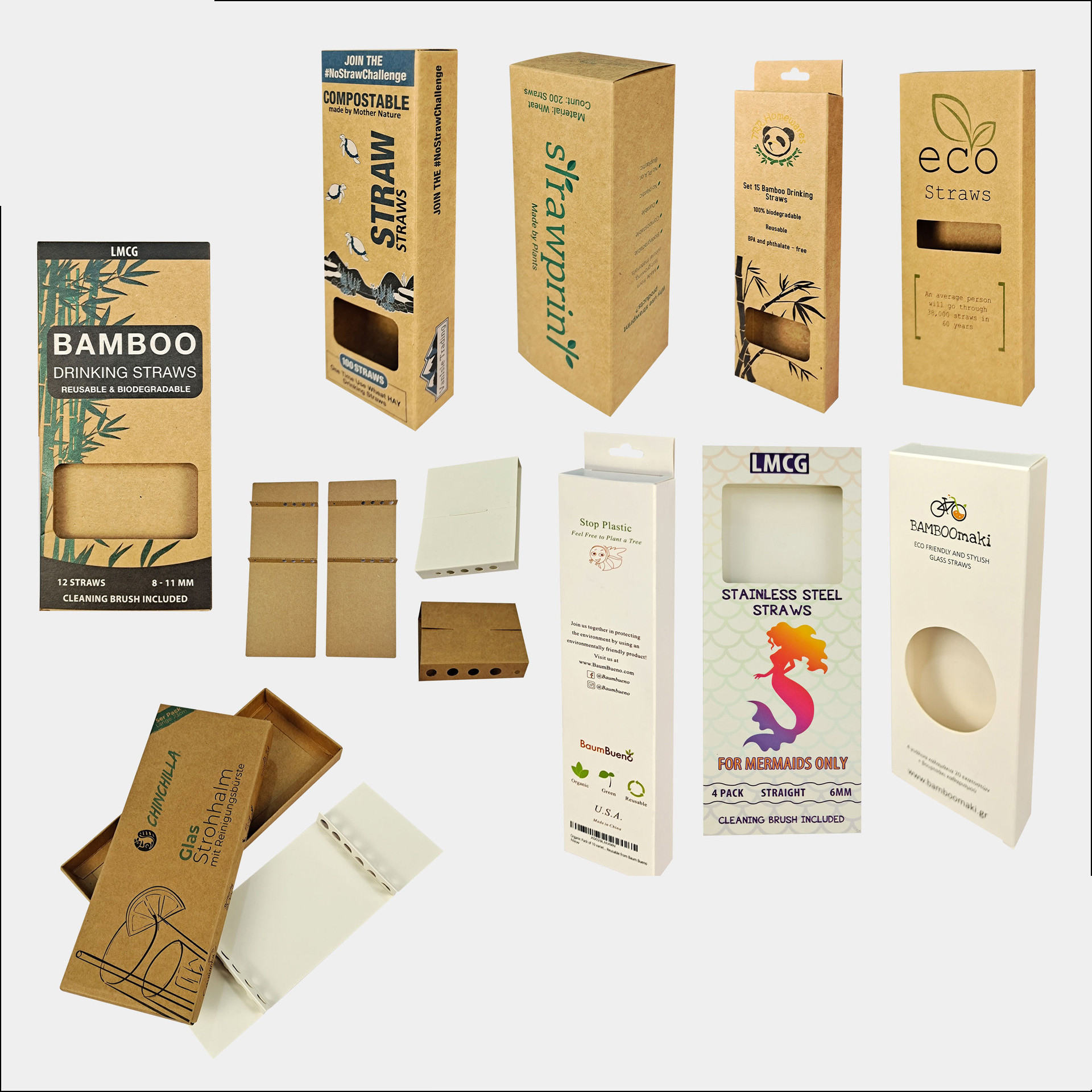 Eco Friendly Kraft Corrugated Mailer Boxes For Straws Shipping