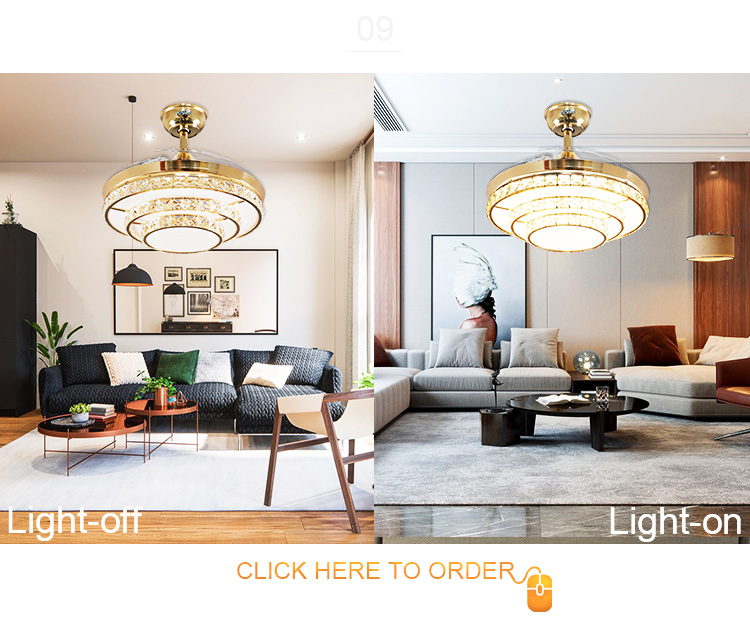 42inch ABS Blades Home Decorative Ceiling Fan with Hidden Blades and Remote Control Switch