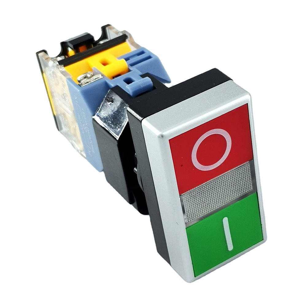 22mm LA38-11D 220VAC 1NO+1NC illuminated double-headed push button with pilot lights