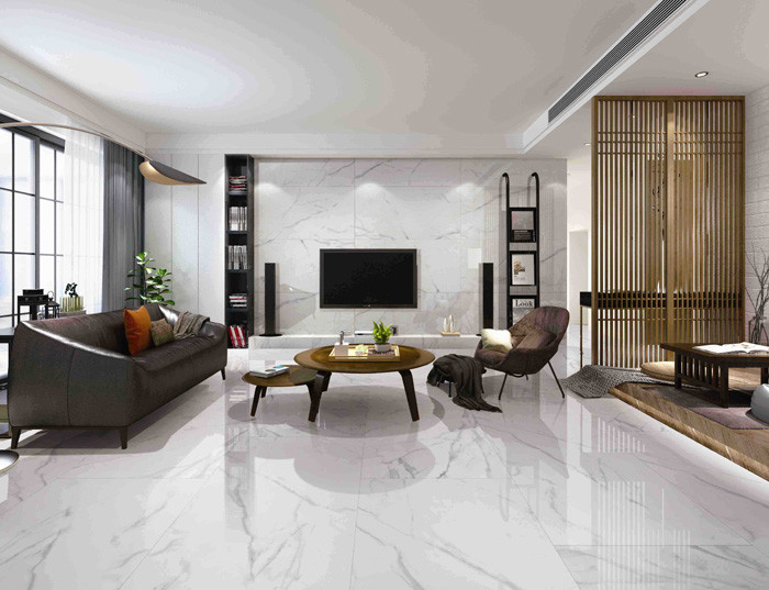 Frost Resistant Marble Look Porcelain Tile For Bedroom / Kitchen