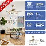 RGB Ceiling Fan With Music Play Folded Blades Dc Motor Gold Body