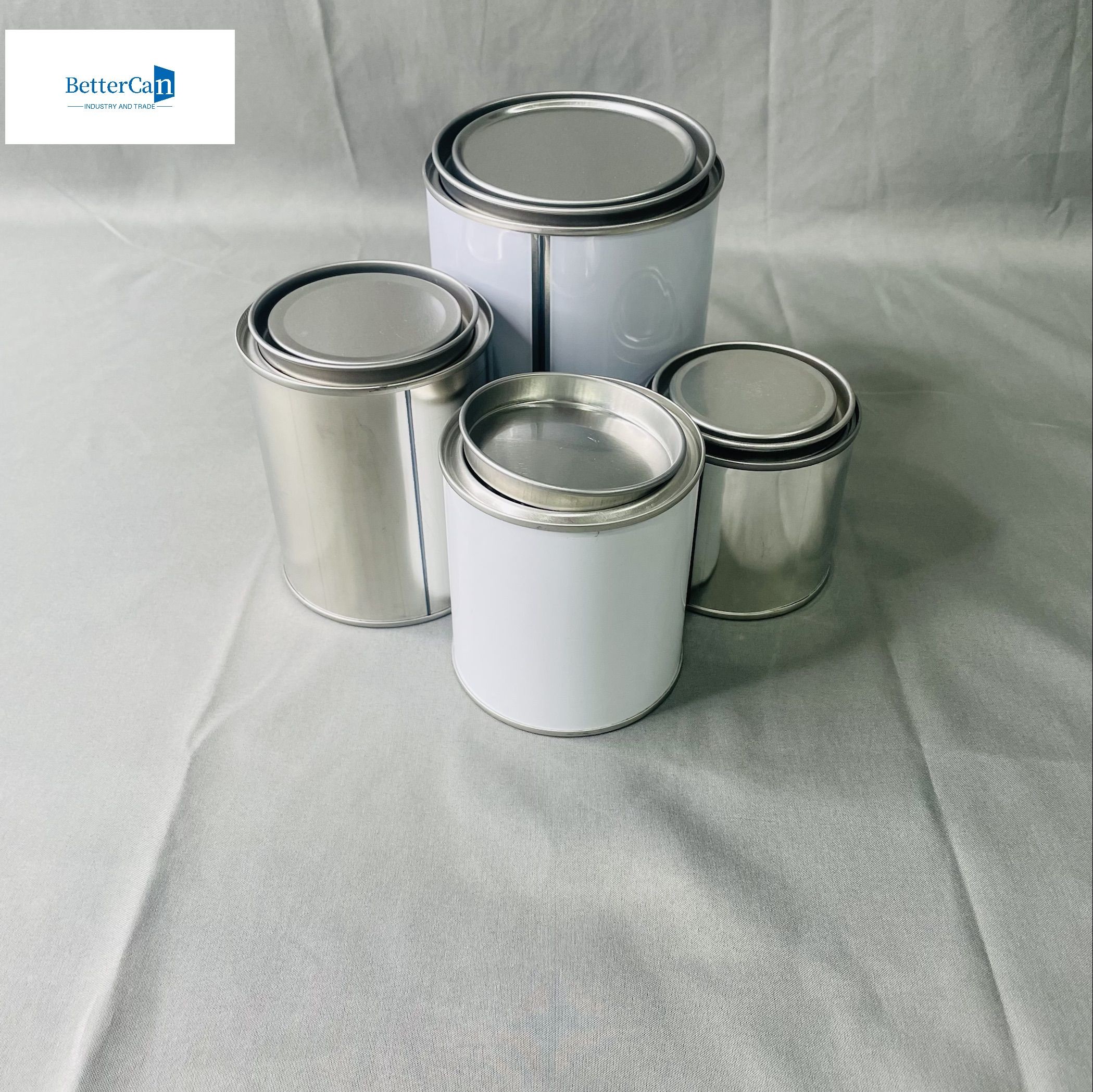 1 Gallon White Paint Tin Cans Round Container 4 Liter Package Metal Cans