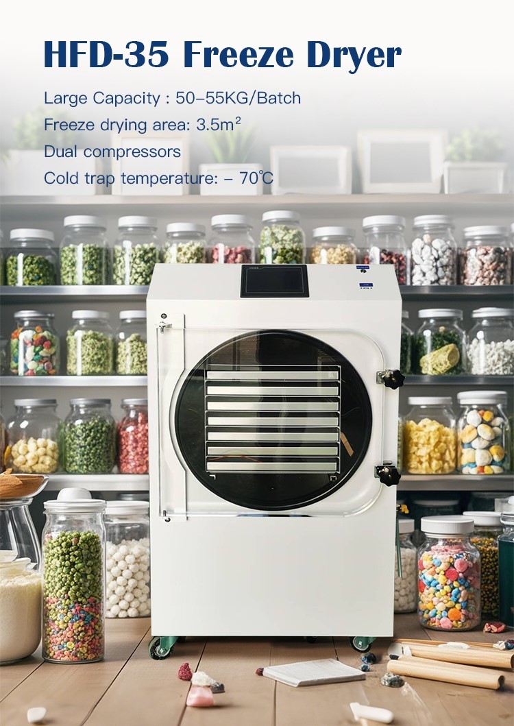 3.5m² Fruit Vegetable Milk Freeze Dryer Double compressor Pet Snack Food Vacuum Freeze Dryer