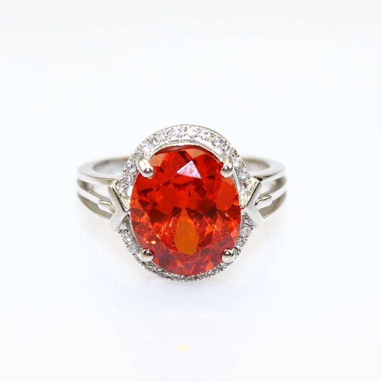 Women Jewelry Oval Purple Cubic Zirconia Sterling Silver Ring (R234)