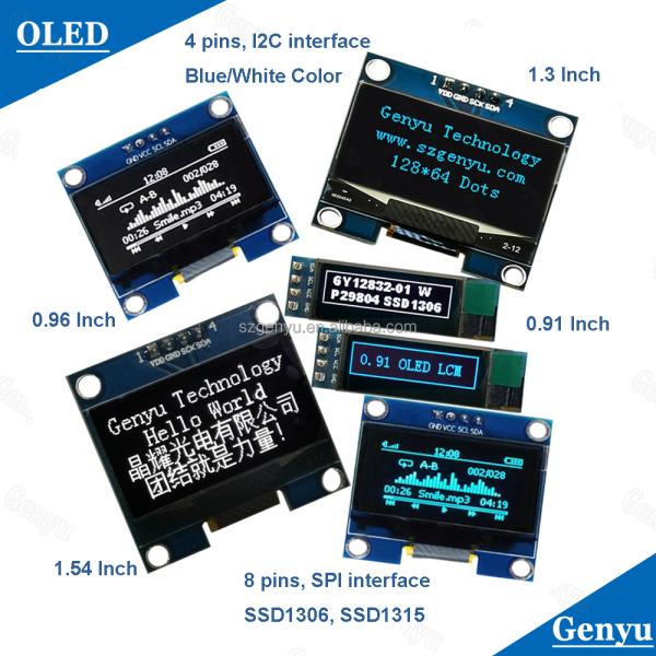 2.42 Inch OLED Display Module LCM 4 PIN IIC I2C SSD1309 Driver 128x64 Dots in Genyu White/Blue/Yellow/Green