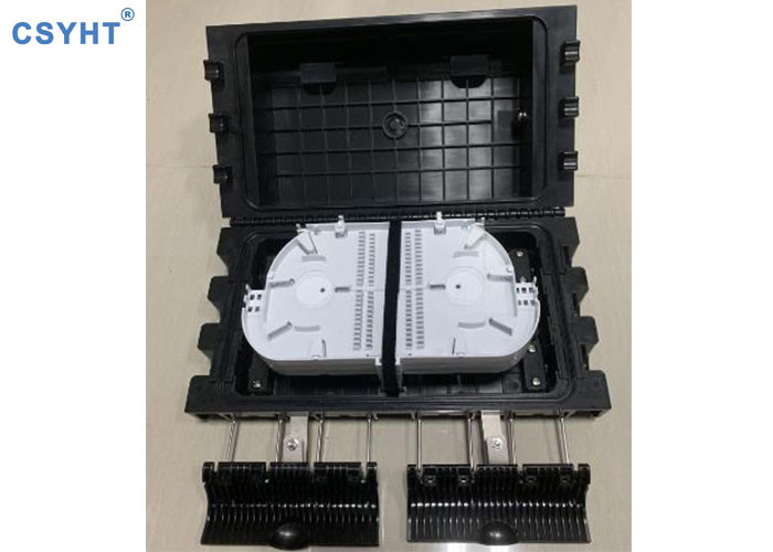 Horizontal Fiber Optic Closure ABS Material IP65 Waterproof 3 In 3 Out Cable Port
