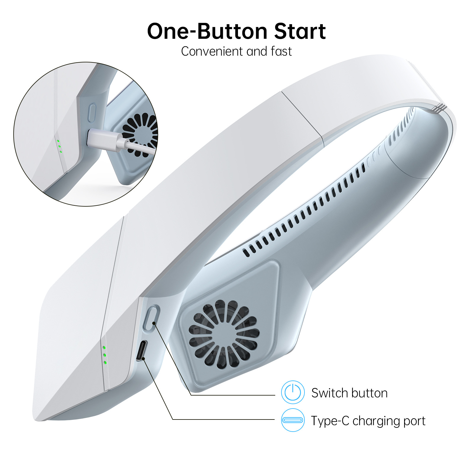 App-Controlled TPC Charging Bladeless Hanging Neck Fan Your Ultimate Cooling Partner