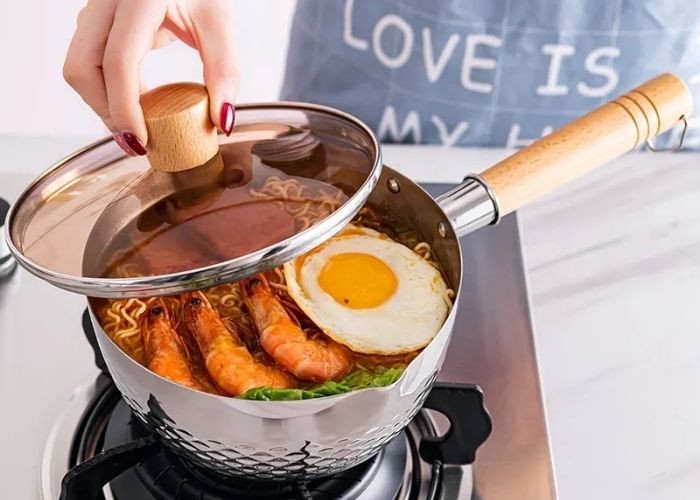 20/22cm Stainless Steel Cookware Sets 304 Stainless Steel Saucepan With Glass Lid