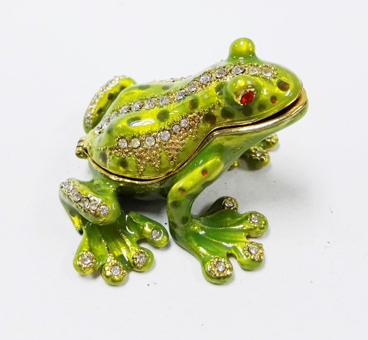 3D magnetic frog shape jewelry box party favors metal pewter frog jewelry box
