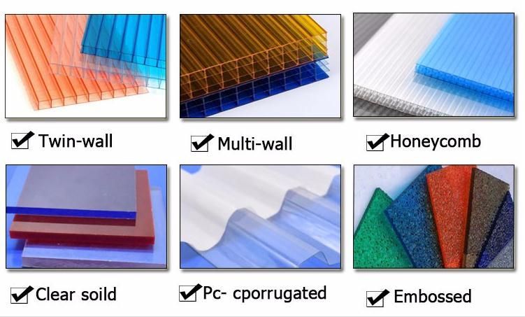 Building Material Lamina De Policarbonato PC Panel Sun Board Roof Polycarbonate Hollow Sheet for Greenhouse