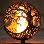 Tree Of Life Ellipse Corten Steel Sphere Fire Pit 900mm Outdoor Decoration